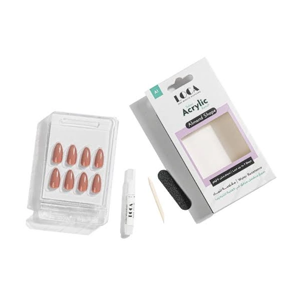 Loca Acrylic Nails A1-Almond Shape nude color