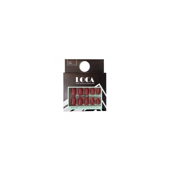 Loca Nails matte burgundy oval shape (13)