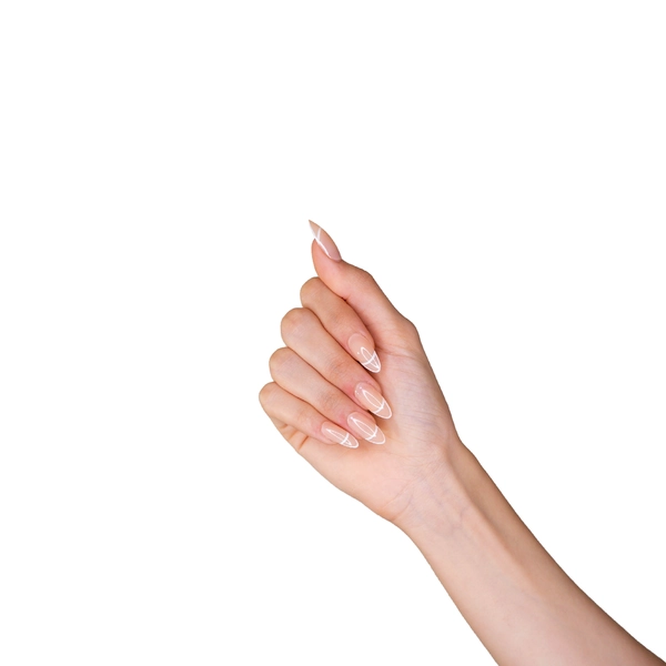 Loca Nails nude & white color almond shape 26