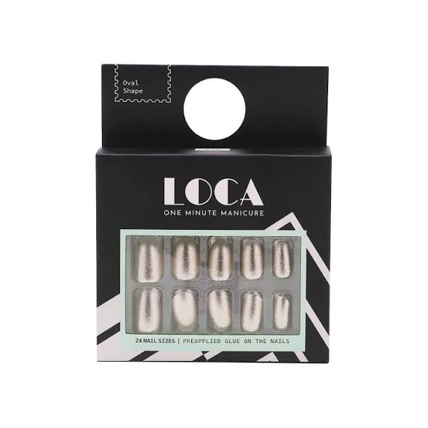 Loca press on nails Gold Oval shape (24)